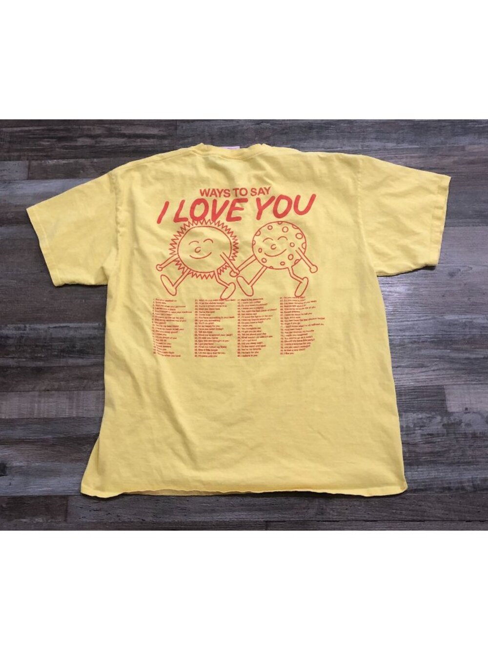 Lonely Ghost Adult XL Ways to Say I Love You T Shirt Yellow Double Sided